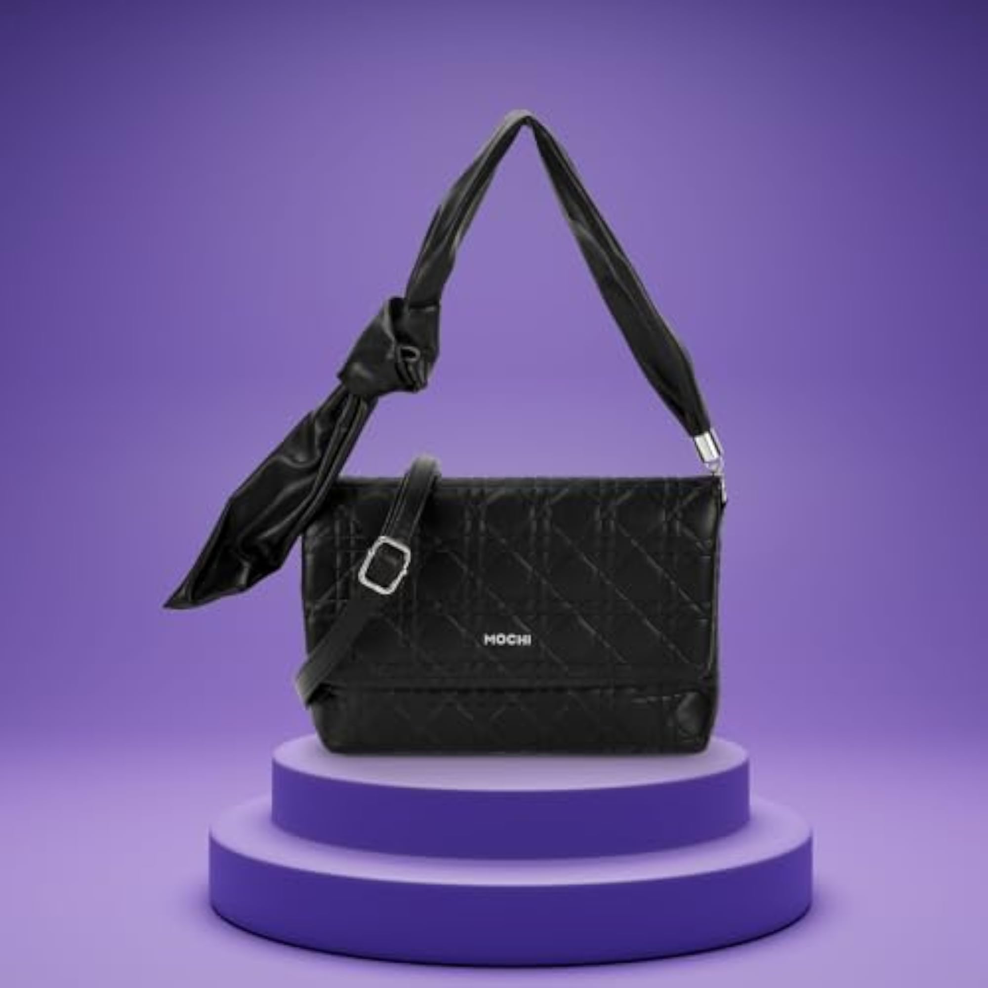 Casual PU Soft Body Zipper Closure Quilted Sling Bag, Stylish Gift